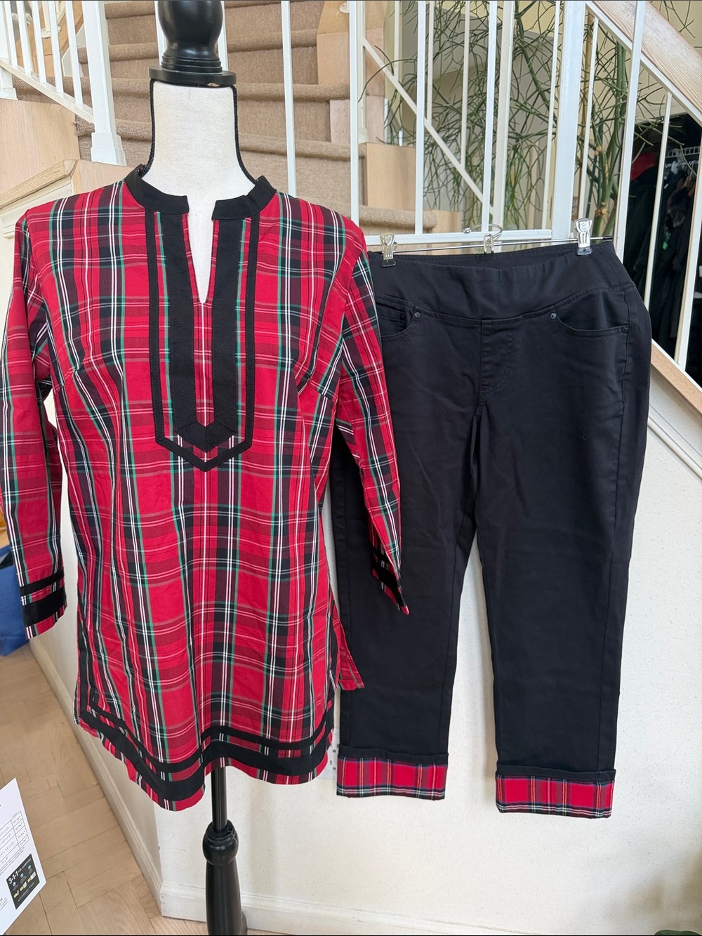 Belle by Kim Gravel Black Top with Branded Tag and matching bottoms